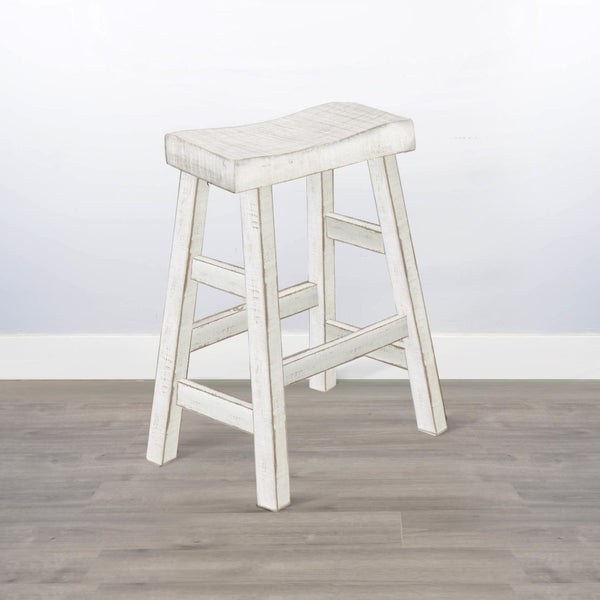 Sunny Designs Marina White Sand 30 Inch Saddle Seat Stool Wood Seat
