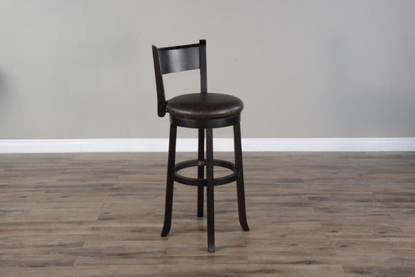 Sunny Designs Scottsdale Black Walnut 30 Inch Swivel Bar Counter-Height Stool with Cushioned Seat & Back