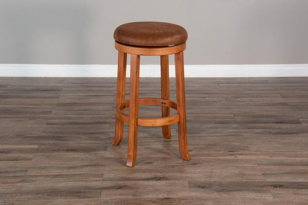 Sunny Designs Sedona Rustic Oak 30 Inch Swivel Counter-Height Stool with Cushioned Seat
