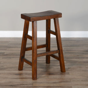 Sunny Designs Tuscany Vintage Mocha 30 Inch Saddle Seat Stool Wood Seat