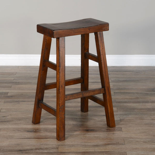 Sunny Designs Tuscany Vintage Mocha 30 Inch Saddle Seat Stool Wood Seat