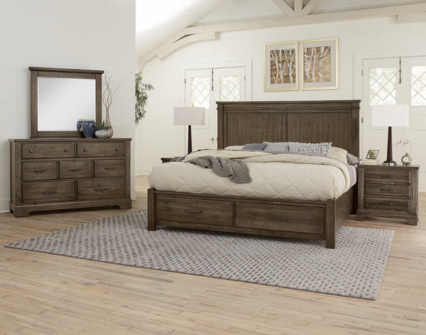 Vaughan-Bassett Cool Rustic Mink King Mansion Bed with Footboard Storage