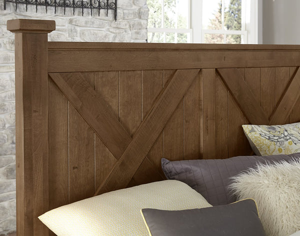 Vaughan-Bassett Cool Rustic Amber King X-Bed with Footboard Storage
