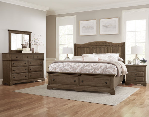 Vaughan-Bassett Heritage Cobblestone Oak Sleigh Queen Headboard