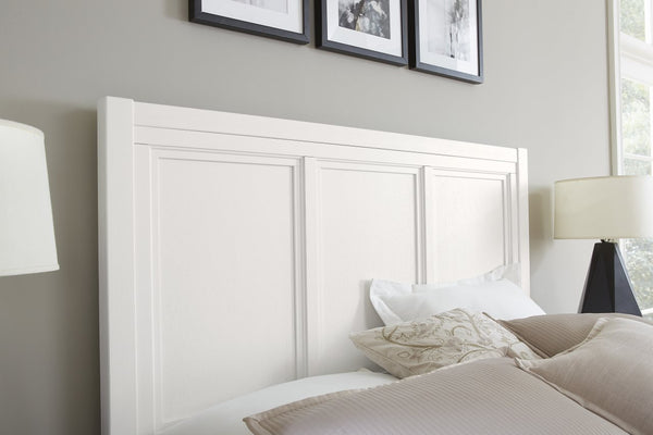 Vaughan-Bassett Cool Farmhouse Soft White King Panel Bed with Storage Footboard