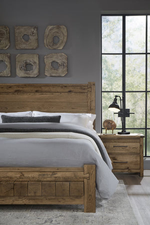 Vaughan-Bassett Dovetail Natural King Poster Bed with 6X6 Footboard
