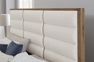 Vaughan-Bassett Crafted Oak Natural Erins King Upholstered White