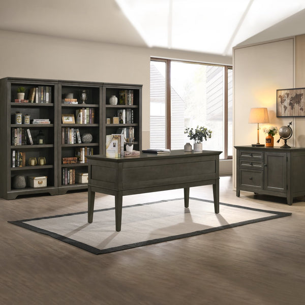Intercon San Mateo Gray Transitional 5-Drawer Executive Desk
