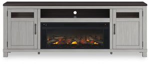 Darborn 88-Inch TV Stand with Electric Fireplace Gray/Brown