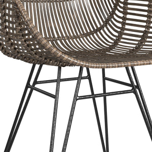 Bassett Mirror Boho Dark Rattan/Black Ryanne Arm Dining Chair