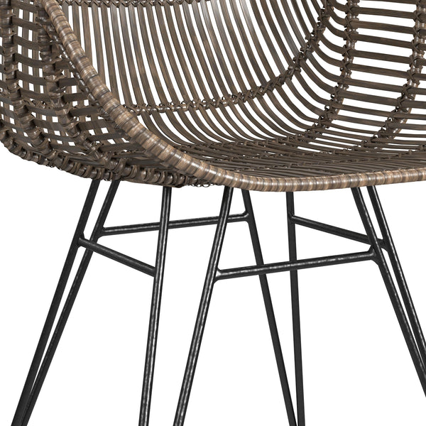 Bassett Mirror Boho Dark Rattan/Black Ryanne Arm Dining Chair