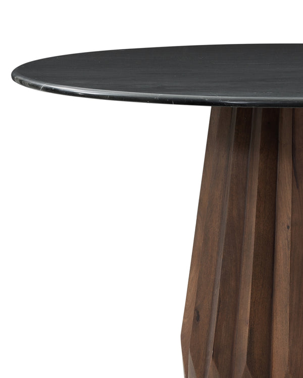 Bassett Mirror Modern Black Marble/Royal Brown Mango Jennings Round Dining Table