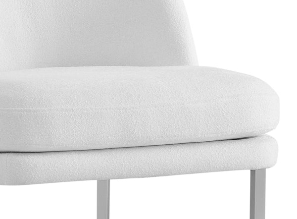 Bassett Mirror Modern Bone Fabric/Brushed Silver Metal Pearl Dining Chair