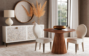 Bassett Mirror Traditional Porcelain Fabric Farrah Dining Chair with Light Oak Legs