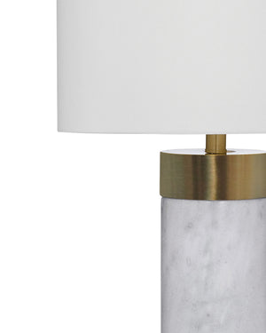 Bassett Mirror Glam White Marble/Antique Brass Finish Jocelyn Table Lamp