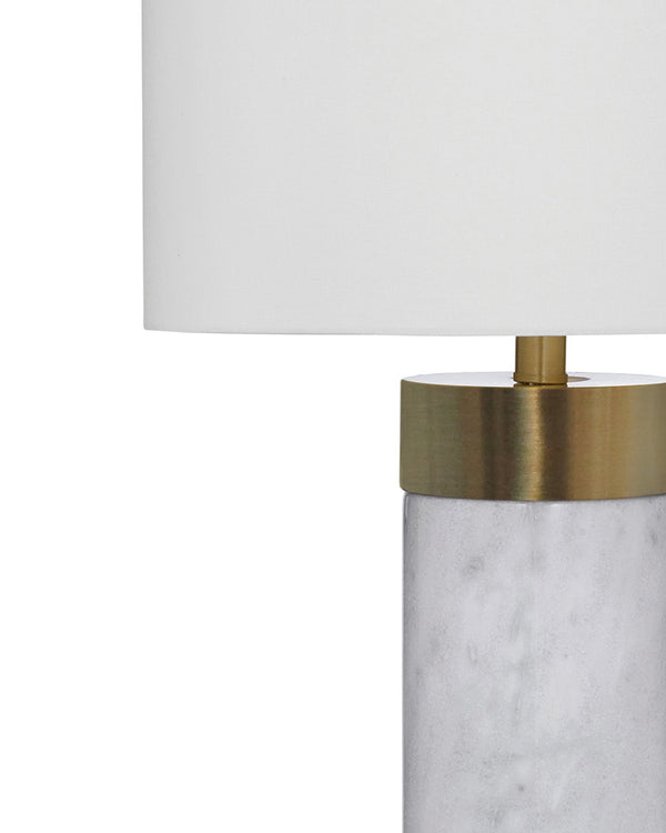 Bassett Mirror Glam White Marble/Antique Brass Finish Jocelyn Table Lamp