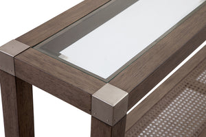 Bassett Mirror Coastal Gray Calum Rectangle Console Table with 1 Shelf
