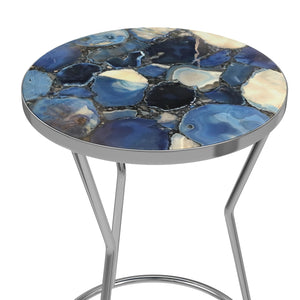 Bassett Mirror Contemporary Stainless Agate Lauer Round Accent Table