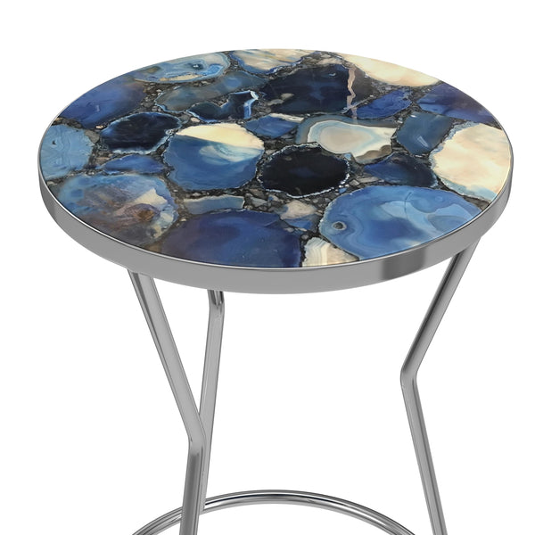 Bassett Mirror Contemporary Stainless Agate Lauer Round Accent Table
