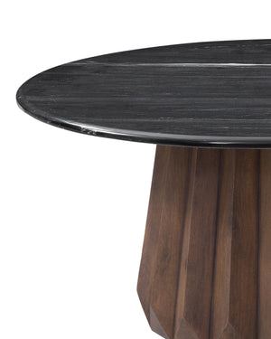 Bassett Mirror Modern Black Marble & Royal Brown Jennings Nesting Small Round Cocktail Table