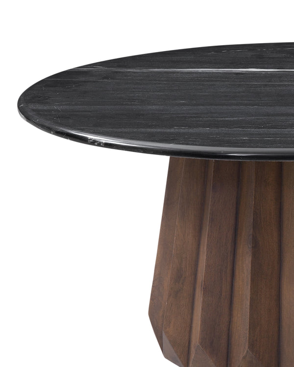Bassett Mirror Modern Black Marble & Royal Brown Jennings Nesting Small Round Cocktail Table