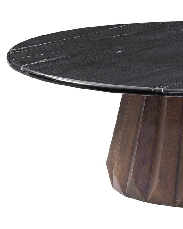 Bassett Mirror Modern Black Marble & Royal Brown Jennings Round Nesting Large Cocktail Table