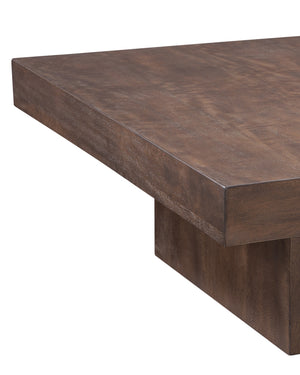 Bassett Mirror Modern Dark Brown Mango Padula Brown Oak Square Cockttail Table
