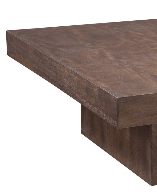 Bassett Mirror Modern Dark Brown Mango Padula Brown Oak Square Cockttail Table