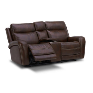 Liberty Furniture Blair Cognac Leather Loveseat with Console P2 & Zg