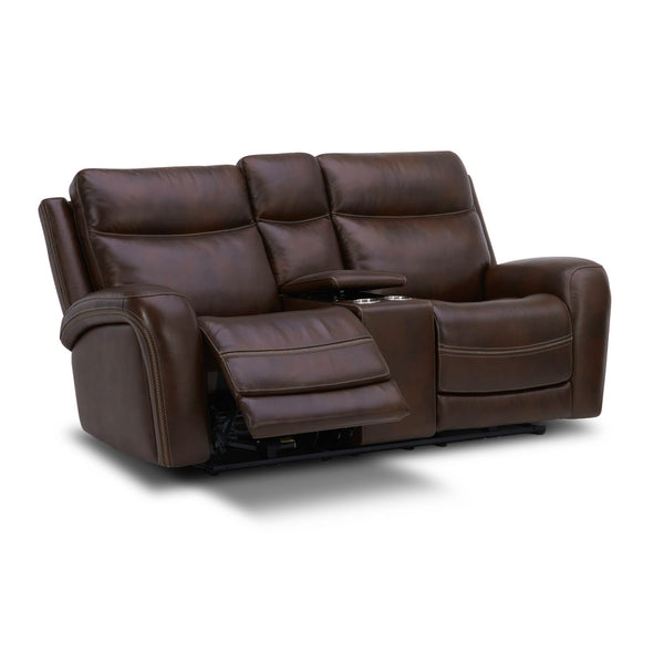 Liberty Furniture Blair Cognac Leather Loveseat with Console P2 & Zg