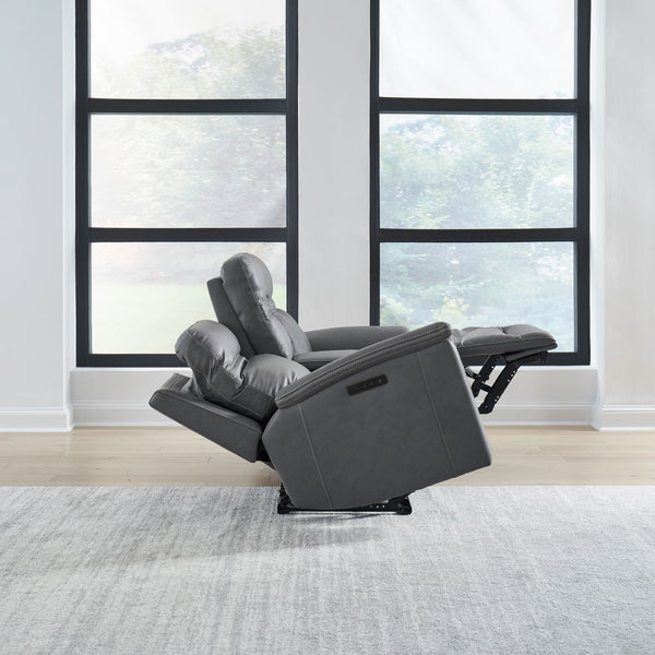 Liberty Furniture Cooper Blue Gray Leather Loveseat with Console P3 & Zg