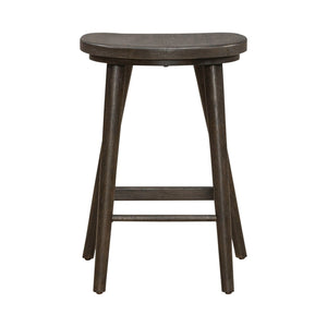 Liberty Furniture City View Coffee Bean Scooped Seat Console Stool with Round Turned Tapered Legs