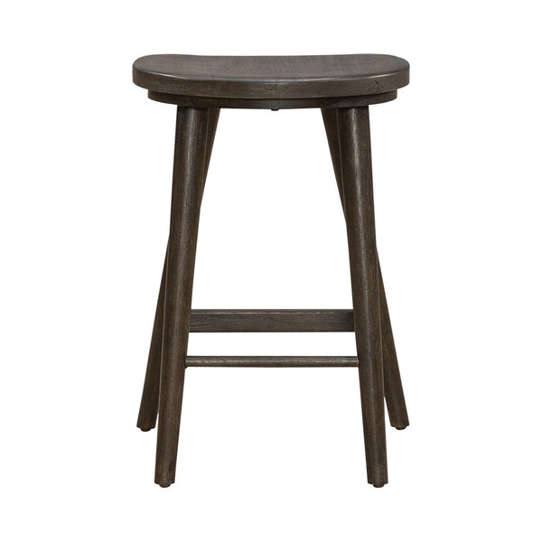 Liberty Furniture City View Coffee Bean Scooped Seat Console Stool with Round Turned Tapered Legs
