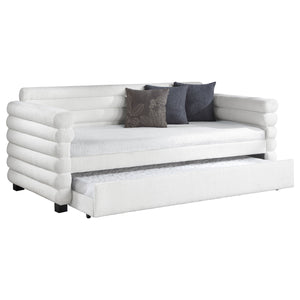 Coaster Patricia Boucle Upholstered Twin Day Bed with Trundle White