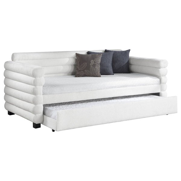 Coaster Patricia Boucle Upholstered Twin Day Bed with Trundle White