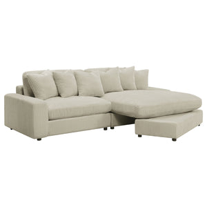 Coaster Blaine Upholstered Reversible Chaise Sectional Loveseat Sofa Sand