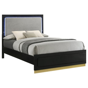 Coaster Caraway Wood King Led Panel Bed Black