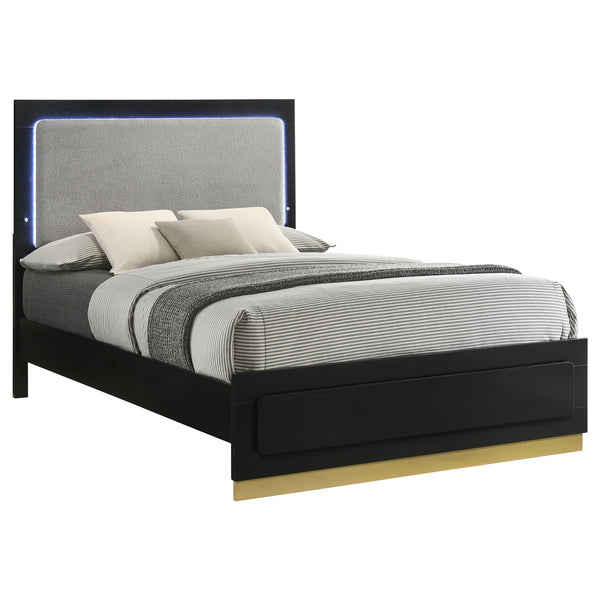 Coaster Caraway Wood King Led Panel Bed Black