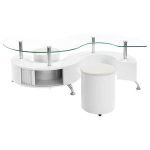 Coaster Buckley 3-Piece Coffee Table & Stools Set White High Gloss