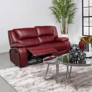 Coaster Camila Upholstered Motion Reclining Loveseat Red