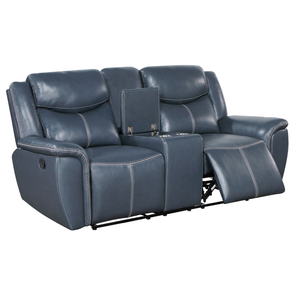 Coaster Sloane Upholstered Padded Arm Reclining Loveseat Blue