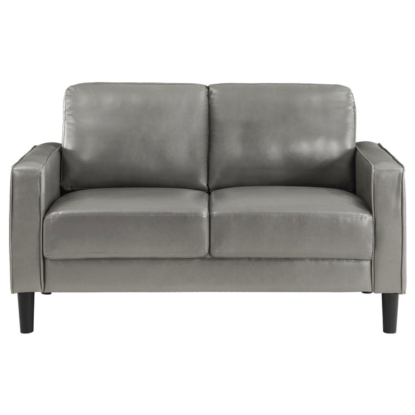 Coaster Ruth Upholstered Track Arm Loveseat Grey