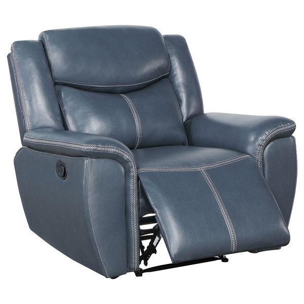 Coaster Sloane Upholstered Padded Arm Recliner Chair Blue