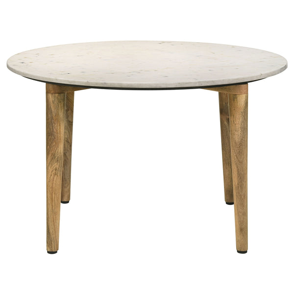 Coaster Aldis Round Marble Top Coffee Table White & Natural