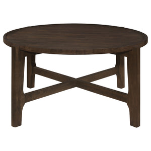 Coaster Cota Round Solid Wood Coffee Table Dark Brown