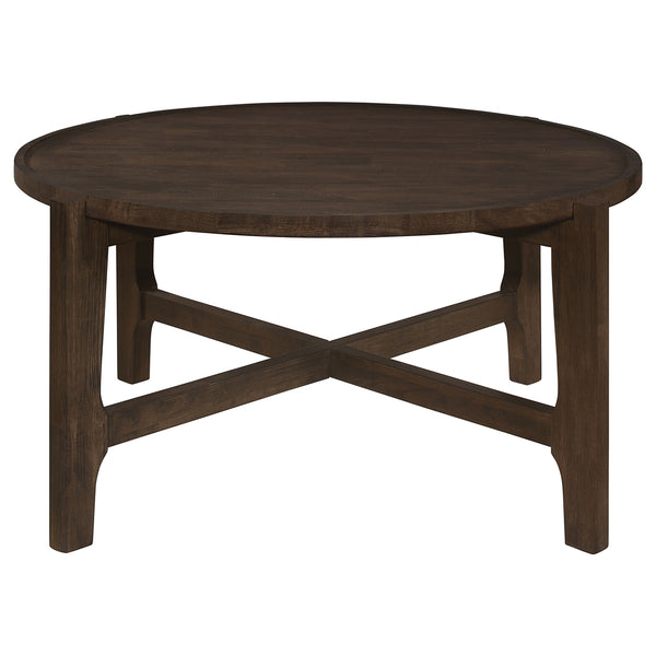 Coaster Cota Round Solid Wood Coffee Table Dark Brown