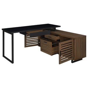 Coaster Maddox 60 Inch L-Shape Office Computer Desk Black & Walnut
