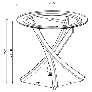 Coaster Brooke Round Glass Top Side End Table Metal Base Brass