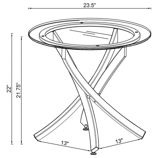 Coaster Brooke Round Glass Top Side End Table Metal Base Brass