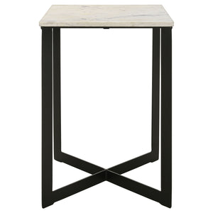 Coaster Tobin Square Marble Top End Table White & Black